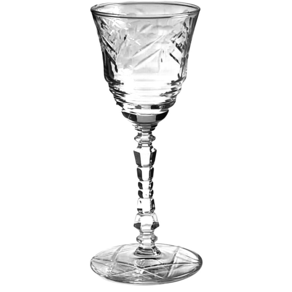 Vintage Rock Sharpe Arctic Rose crystal wine glasses SET of 5 mid century era